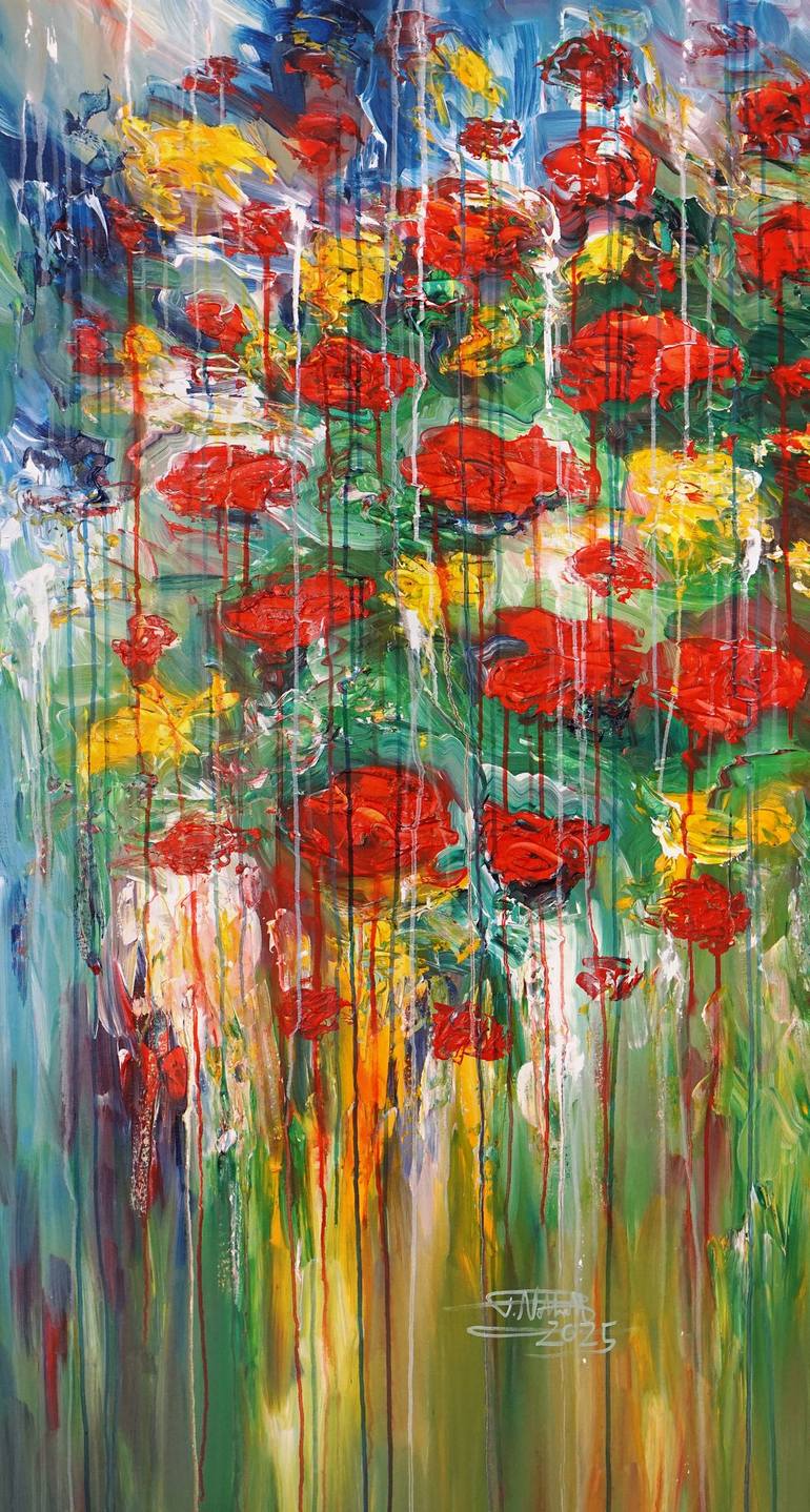 Original Abstract Expressionism Floral Paintings by Peter Nottrott