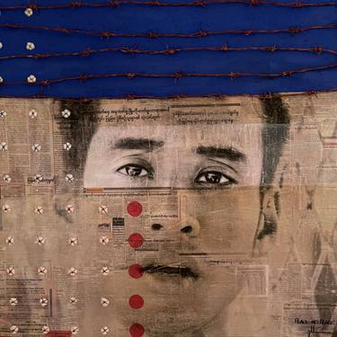 Original Portraiture Men Mixed Media by Jacinthe Lamontagne-Lecomte