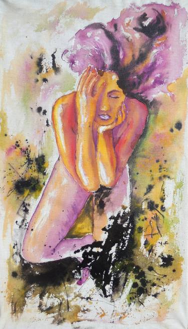 Original Abstract Expressionism Nude Painting by Sabrina Saccoccini