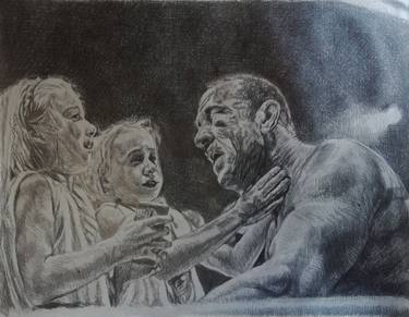 Original Figurative Family Drawings by Anton Terziev