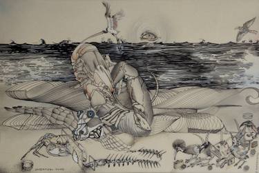Original Abstract Beach Drawings by Bolek Markowski