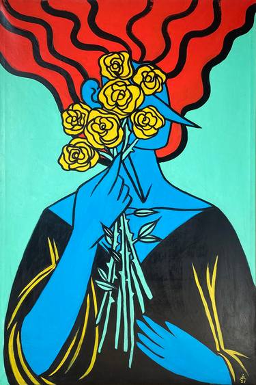 Original Cubism Portrait Painting by Alexandra Ramirez