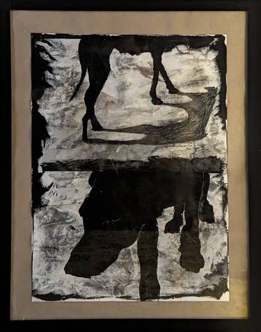 Original Black & White Animal Mixed Media by Erekle Kiparoidze