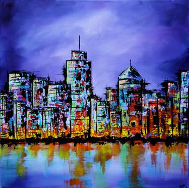 Original Abstract Cities Painting by Shazia Basheer