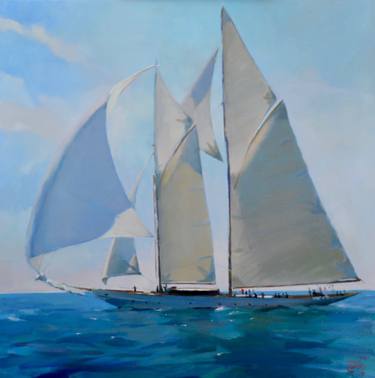 Original Fine Art Boat Painting by Roche Gardies