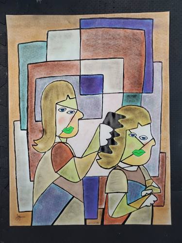 Original Abstract Expressionism Family Drawing by Jay Lopez