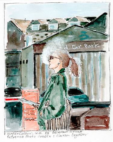Original Street Art People Painting by Delaram Mowatt
