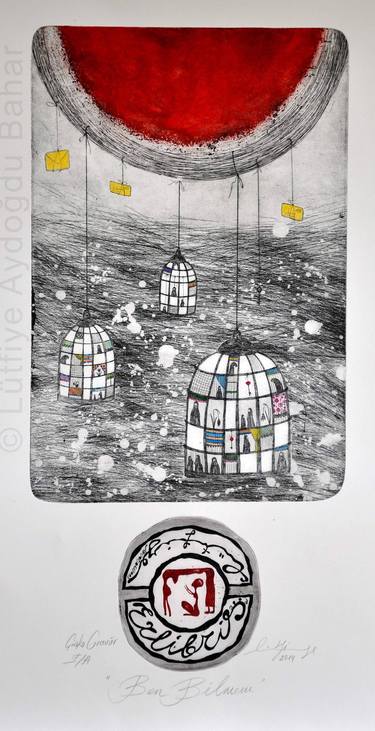 Original Conceptual Women Printmaking by Lutfiye Aydogdu Bahar