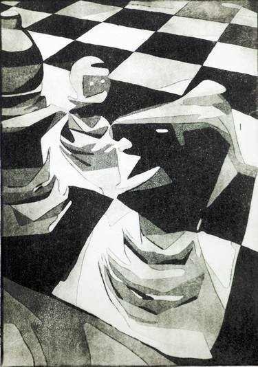 Original Abstract Still Life Printmaking by Naim Idrizi