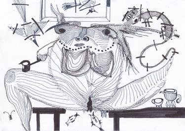 Original Surrealism Erotic Drawing by Mohammad Reza  Faridi