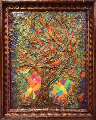 Original Abstract Expressionism Tree Collage by Iva Penner
