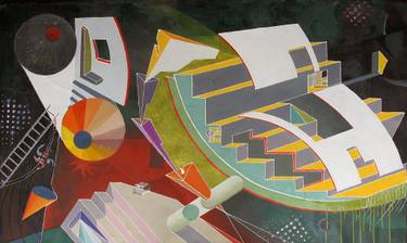 Original Abstract Architecture Paintings by Bernardo Mora Bemgi