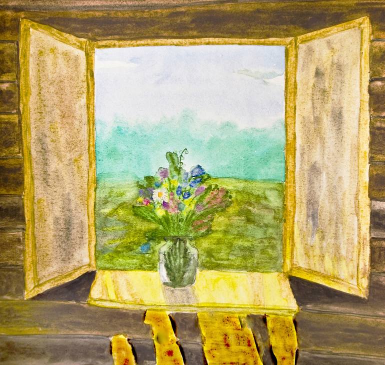 Bouquet on window Painting by Irina Afonskaya | Saatchi Art