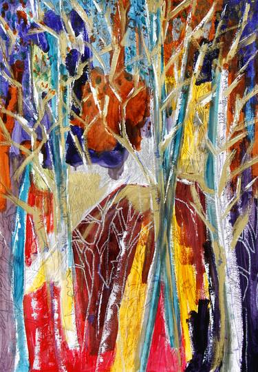Original Abstract Expressionism Tree Paintings by Kah Wah Tan