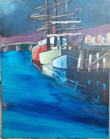 Original Abstract Expressionism Boat Painting by Kym Ware