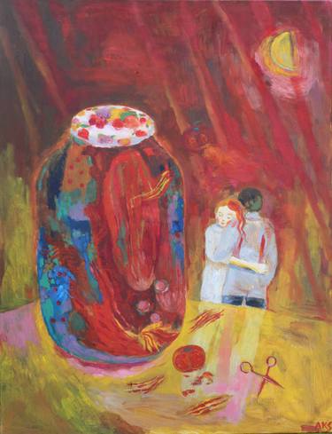 Original Abstract Family Painting by Aurelija Kairyte-Smolianskiene