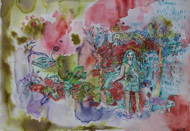 Original Figurative Dogs Drawings by Aurelija Kairyte-Smolianskiene