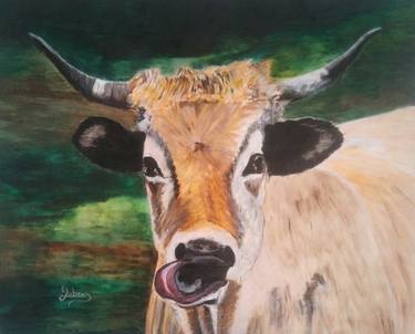 Original Expressionism Cows Paintings by Isabelle Lucas
