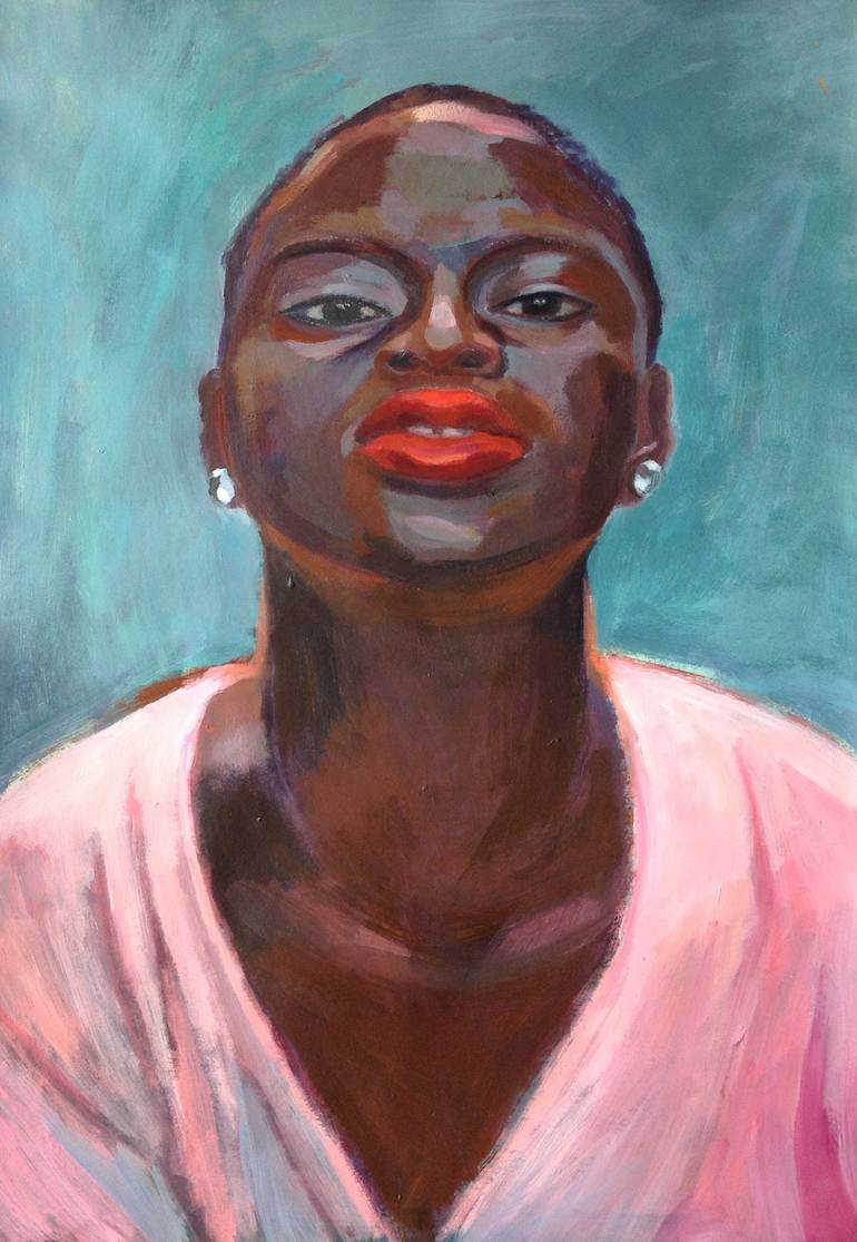 Girl in pink blouse Painting by Anyck Alvarez Kerloch | Saatchi Art