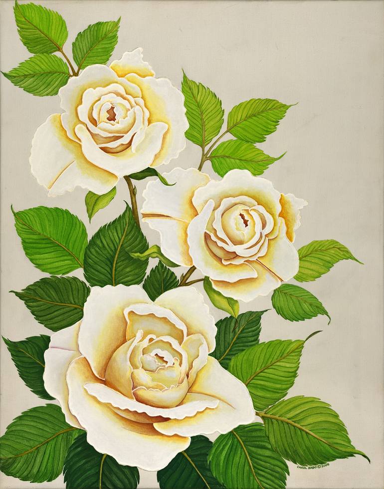 White Roses II Painting by Carol Sabo | Saatchi Art