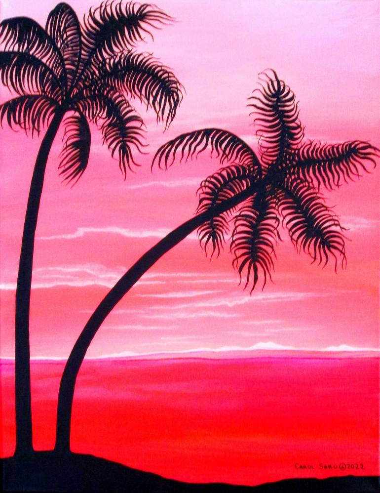 Tropical Palm Trees Painting by Carol Sabo | Saatchi Art