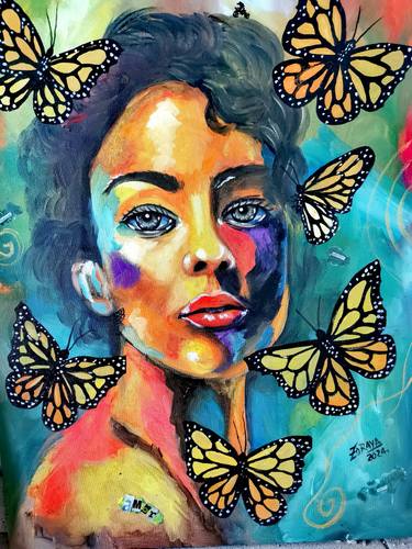 Original Abstract Expressionism Women Painting by Gloria Zoraya Cuervo Herrera