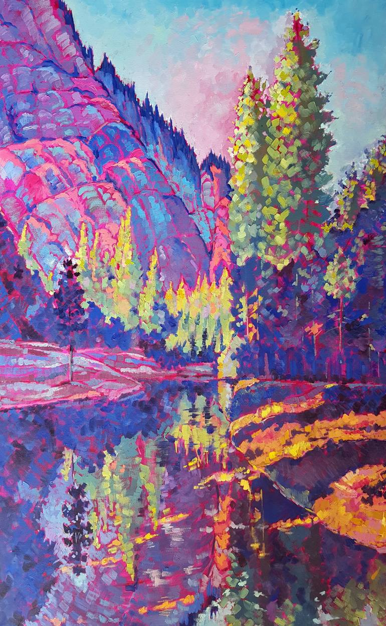 “Yosemite Mirror Lake” – Colorful Nature Painting by Artist Bhavna ...
