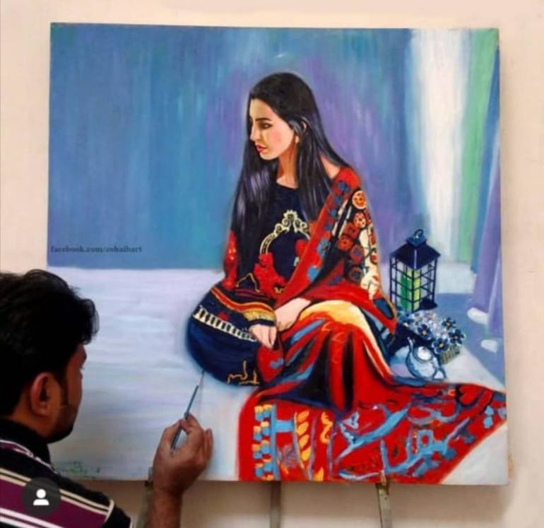 Original Figurative Women Paintings by Zohaib Ahmed