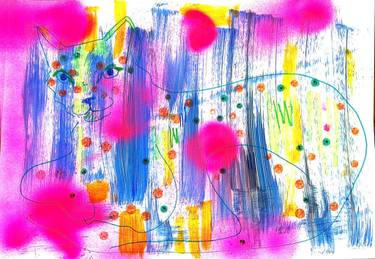 Original Fine Art Cats Drawing by Kirsty Mckenzie