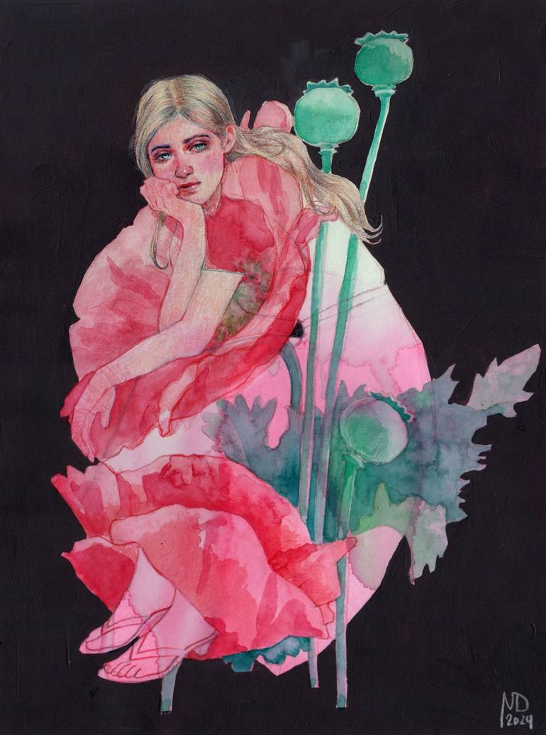 Print of Figurative Floral Mixed Media by Véronique Desbrosses