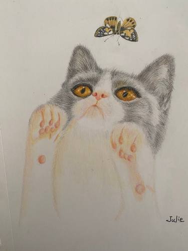 Original Realism Animal Mixed Media by Julie Chen