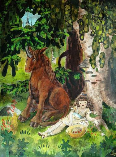 Original Folk Fantasy Painting by Maria Evestus