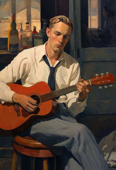 Original Art Deco Music Painting by Mart Sander