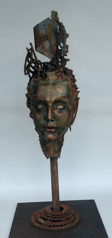 Original Expressionism Portrait Sculpture by Elena Kraft