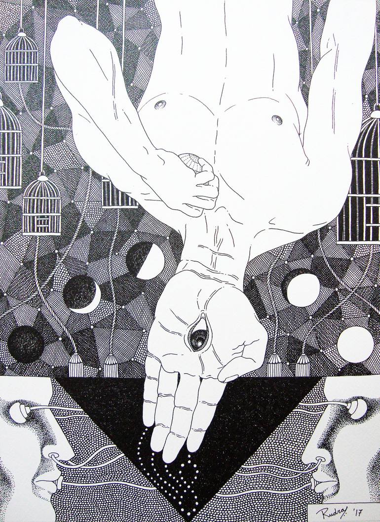 Original Contemporary Nude Drawings by Rudra Kishore Mandal