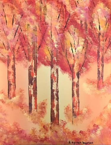 Original Abstract Expressionism Tree Paintings by Riky Van Deursen
