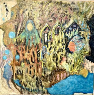 Original Expressionism Fantasy Painting by Daksha Line