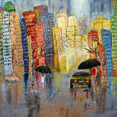 Original Modern Cities Painting by Maya Gavasheli