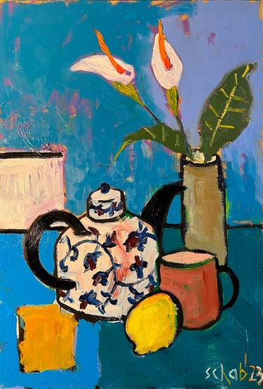 Original Expressionism Floral Painting by David Schab