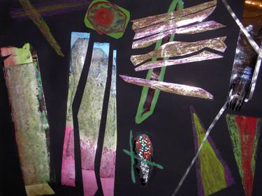 Original Abstract Mixed Media by Ingrid Leddet