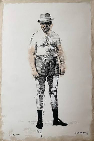 Original Black & White People Mixed Media by H James Hoff