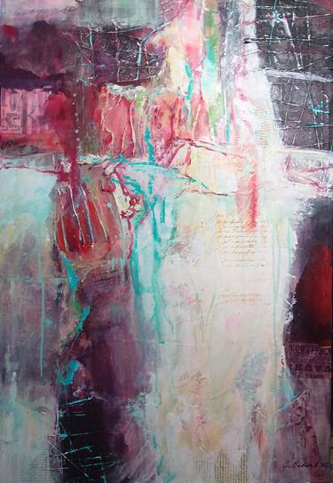 Original Abstract Expressionism Abstract Collage by Joyce Gabiou
