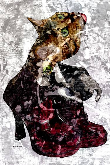 Original Conceptual Cats Mixed Media by Acqua Luna