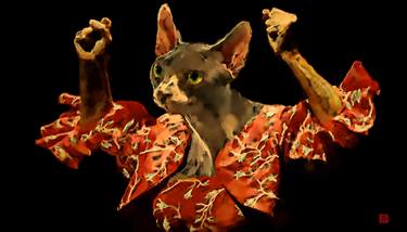 Original Surrealism Cats Paintings by Acqua Luna