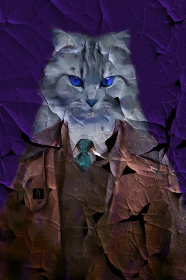 Original Surrealism Cats Mixed Media by Acqua Luna