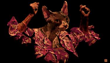 Original Fine Art Cats Mixed Media by Acqua Luna