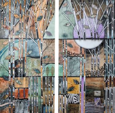 Original Abstract Landscape Mixed Media by Linda Klein