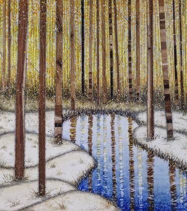 Original Surrealism Landscape Mixed Media by Linda Klein