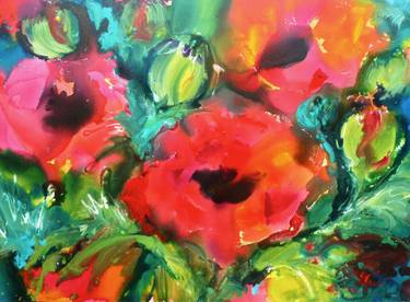 Original Abstracted  Floral Painting by Jill Segal
