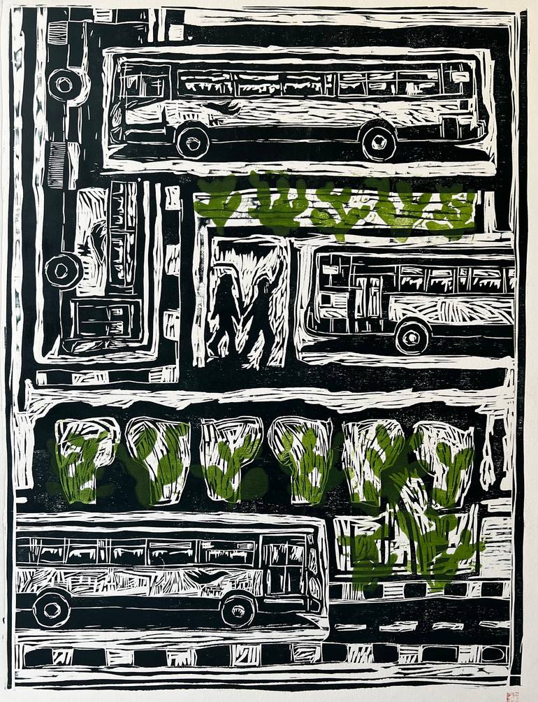 Original Algorithmic Cities Printmaking by Amani Moussa